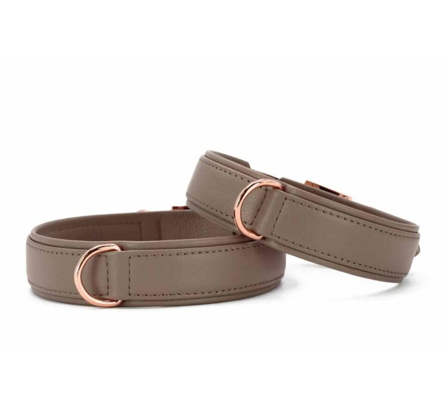 Dog Collar Taupe / Rose