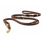 Dog Leash Classic Premium Brown Cognac Gold