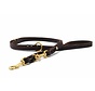 Dog Leash Classic Dark Brown Gold