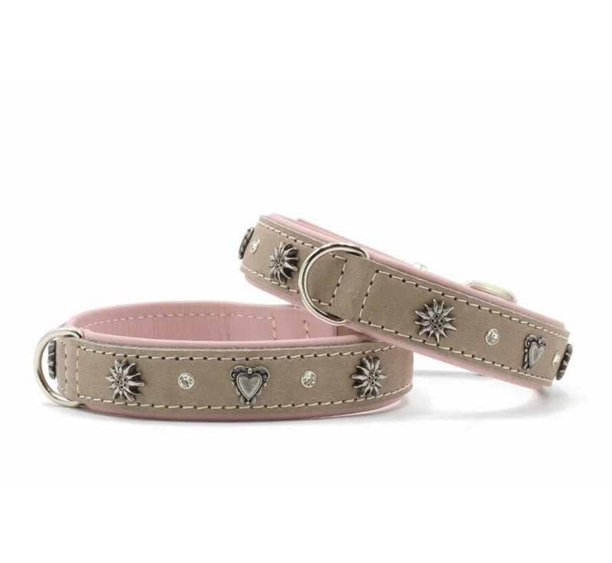 Dog Collar Heart Leaf Pink