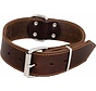 Dog Collar Greased Leather Wide Brown
