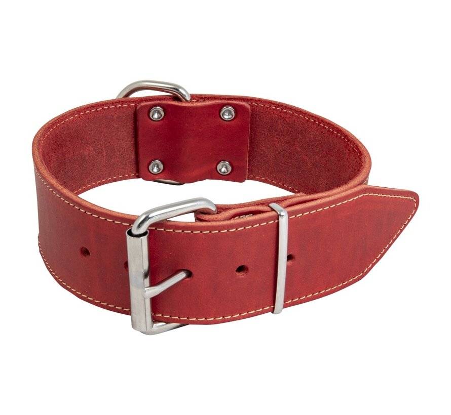 Hondenhalsband Greased Leather Breed Rood