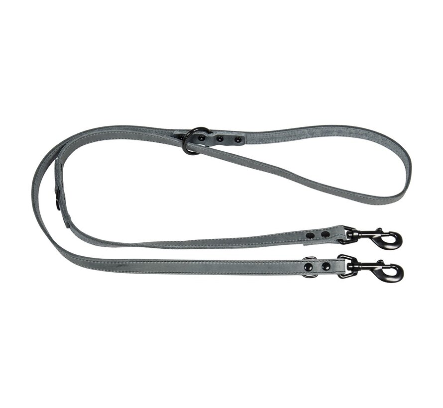 Verstelbare Hondenriem Greased Leather Black Label Grijs