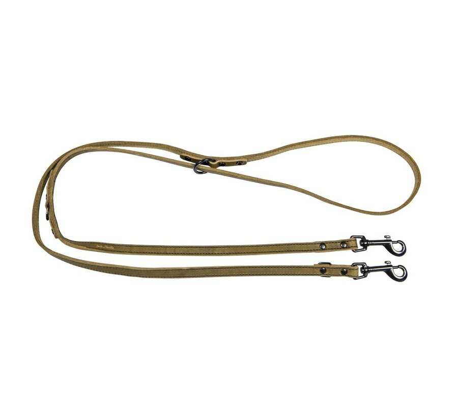 Adjustable Dog Leash Greased Leather Black Label Green