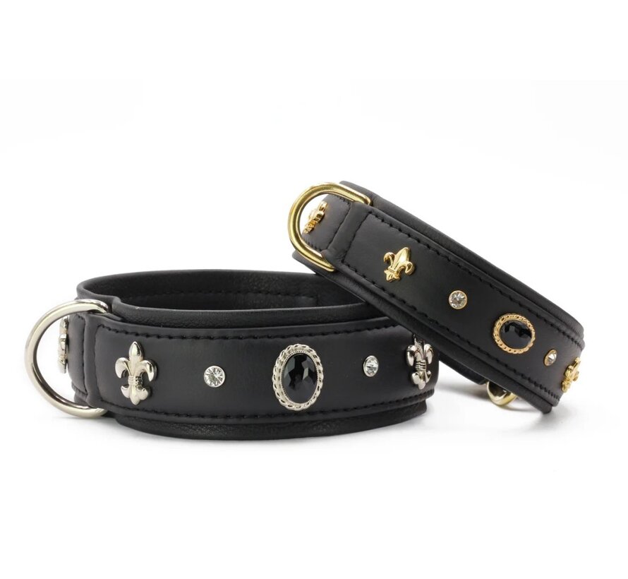 Dog Collar Dark Diamond Black Silver