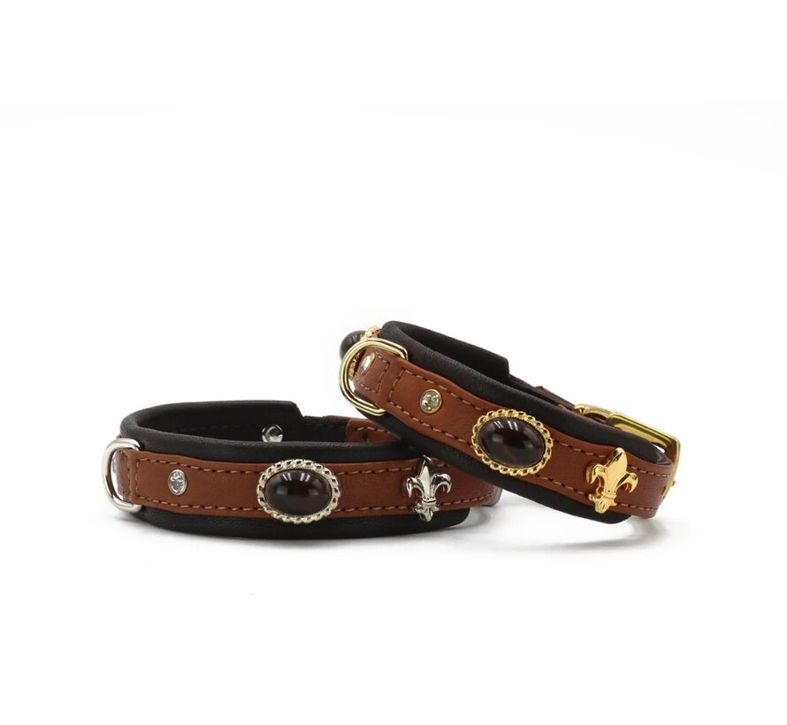 Hondenhalsband Mini Dark Diamond Cognac Goud