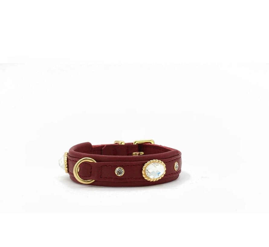Hondenhalsband Mini Diamond Bordeaux