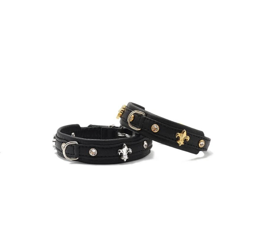 Dog Collar Mini Fleur Black Gold
