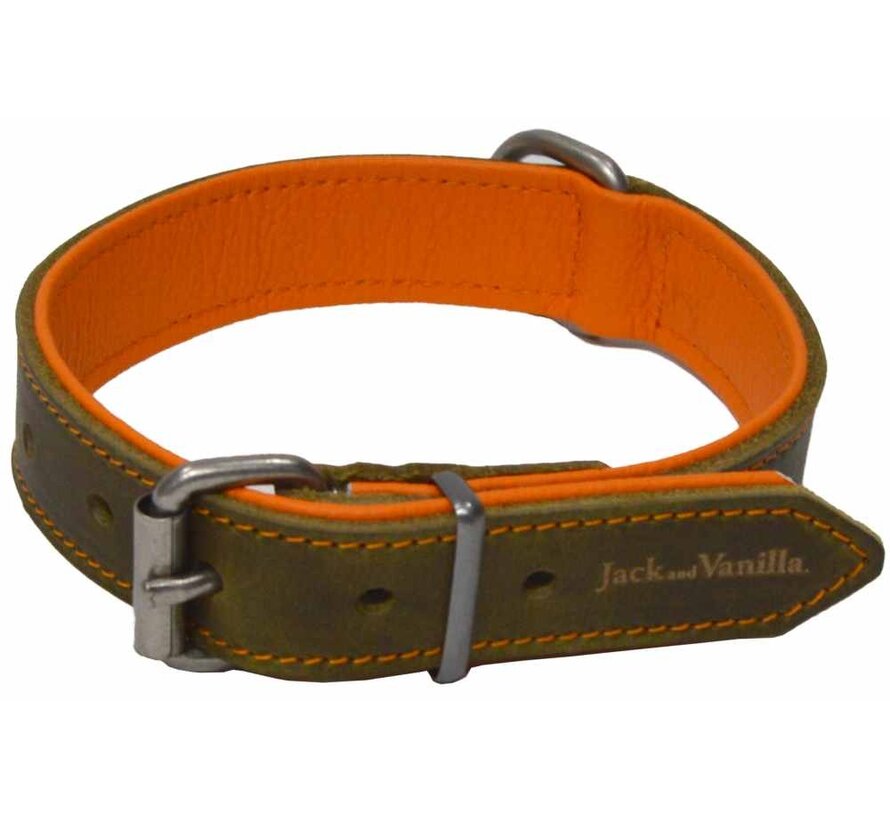 Dog Collar Modena Greased Leather Green