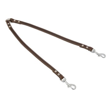 Jack and Vanilla Double Dog Leash Greased Leather Brown