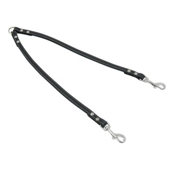 Jack and Vanilla Dubbele Hondenriem Greased Leather Zwart