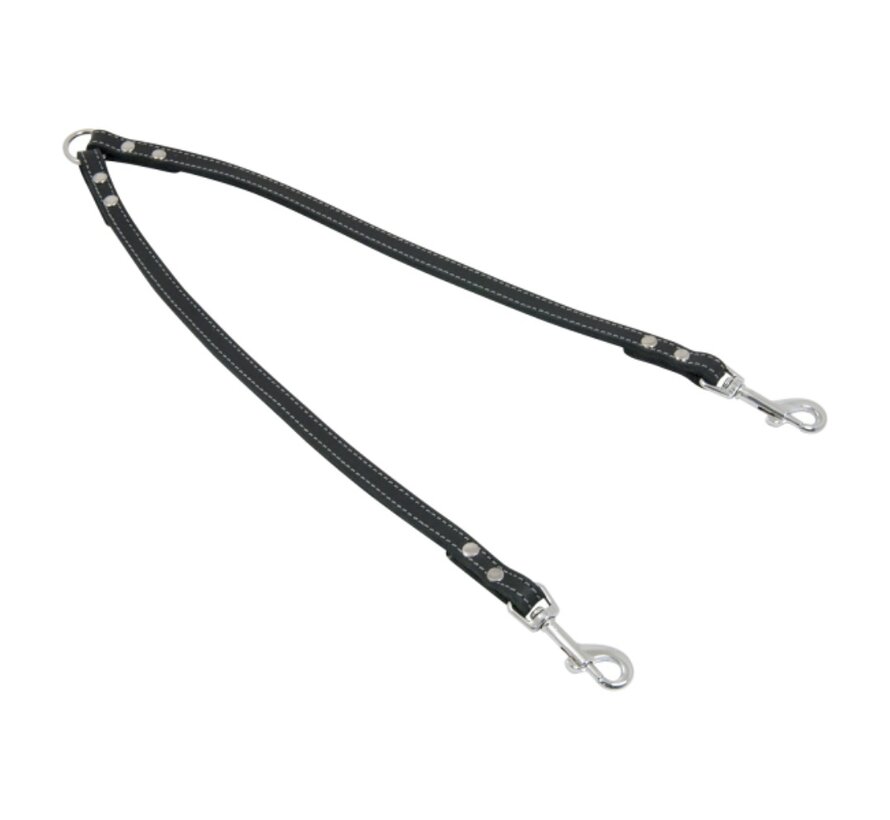 Double Dog Leash Greased Leather Black