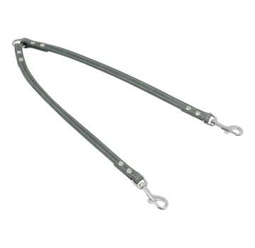 Jack and Vanilla Double Dog Leash Greased Leather Grey