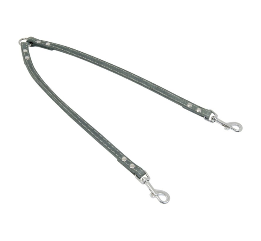 Double Dog Leash Greased Leather Grey