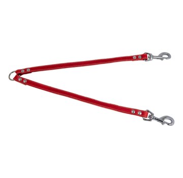 Jack and Vanilla Double Dog Leash Greased Leather Red