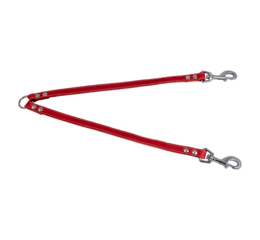 Double Dog Leash Greased Leather Red