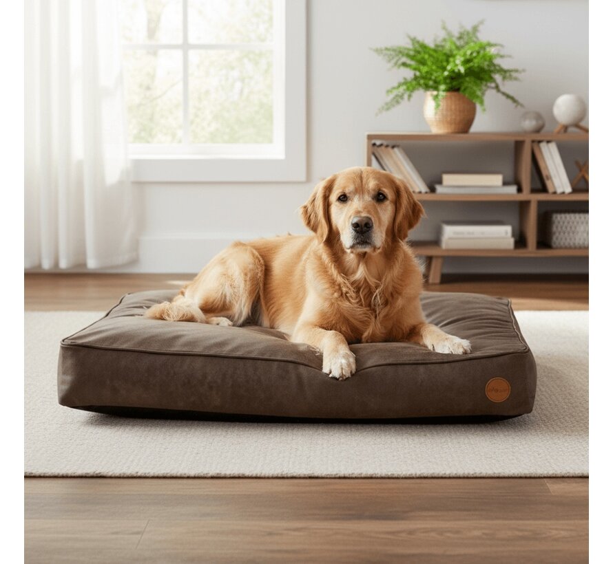 Dog Cushion Faux Leather Classy Stone