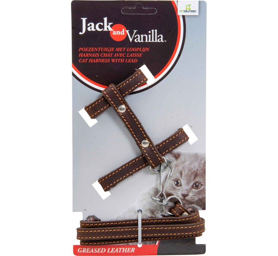 Cat Harness Greased Leather Brown
