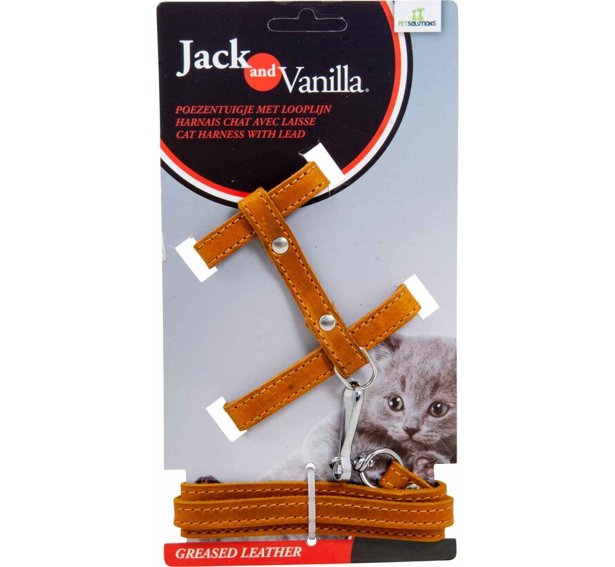 Cat Harness Greased Leather Cognac