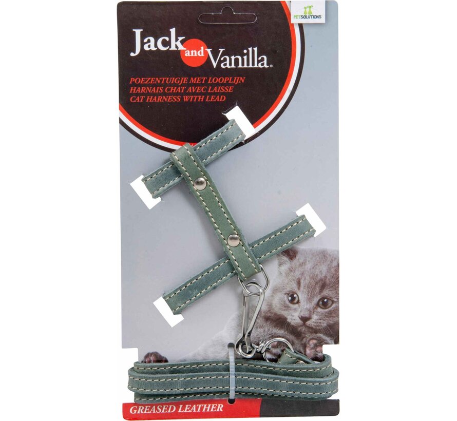 Cat Harness Greased Leather Grey