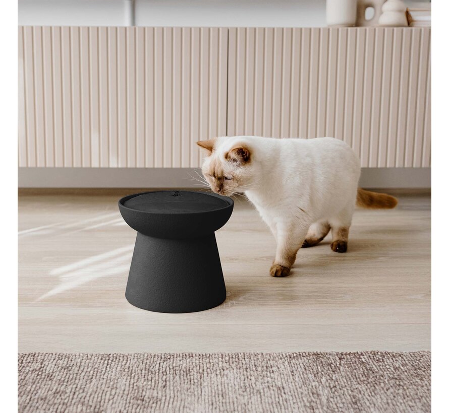 Ceramic Raised Pet Fountain Wabi Sabi Black