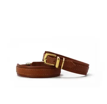 Maul Hondenhalsband Mini Klassiek Soft Cognac Goud