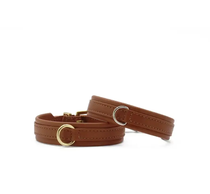 Dog Collar Mini Classic Cognac Gold