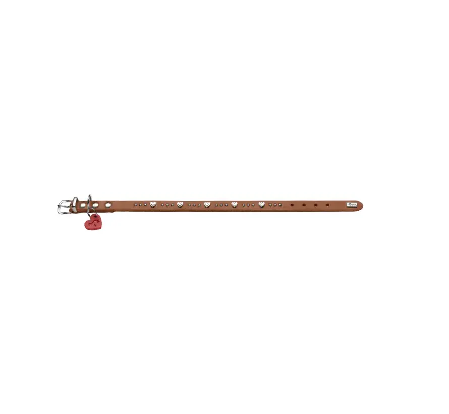 Dog collar Aalborg Hearts Cognac