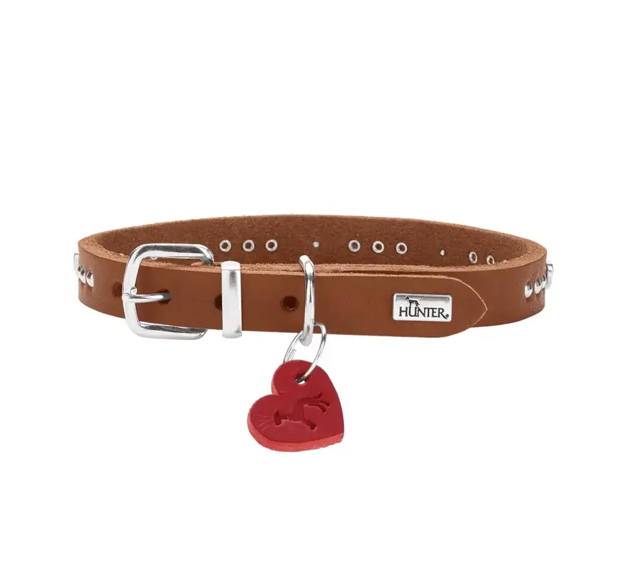 Dog collar Aalborg Hearts Cognac