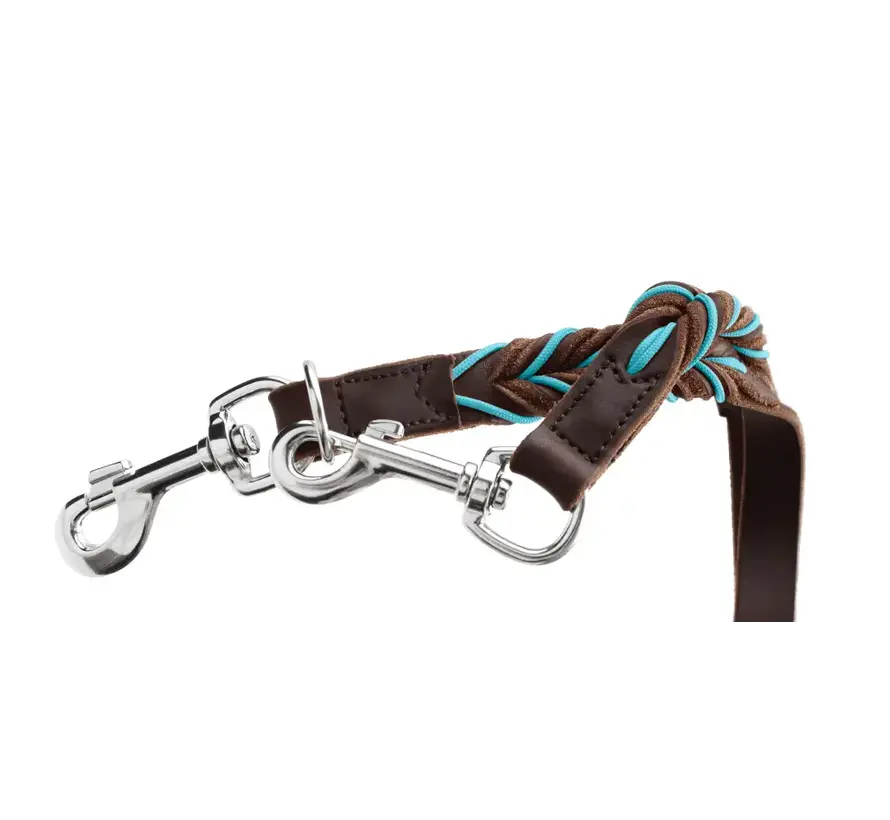 Adjustable Dog Leash Solid Education Cord Brown Turquoise