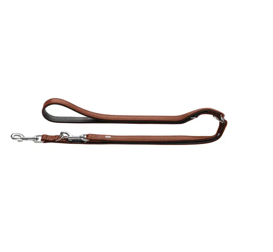 Flat Adjustable Dog Leash Round & Soft Canadian Up Cognac / Black