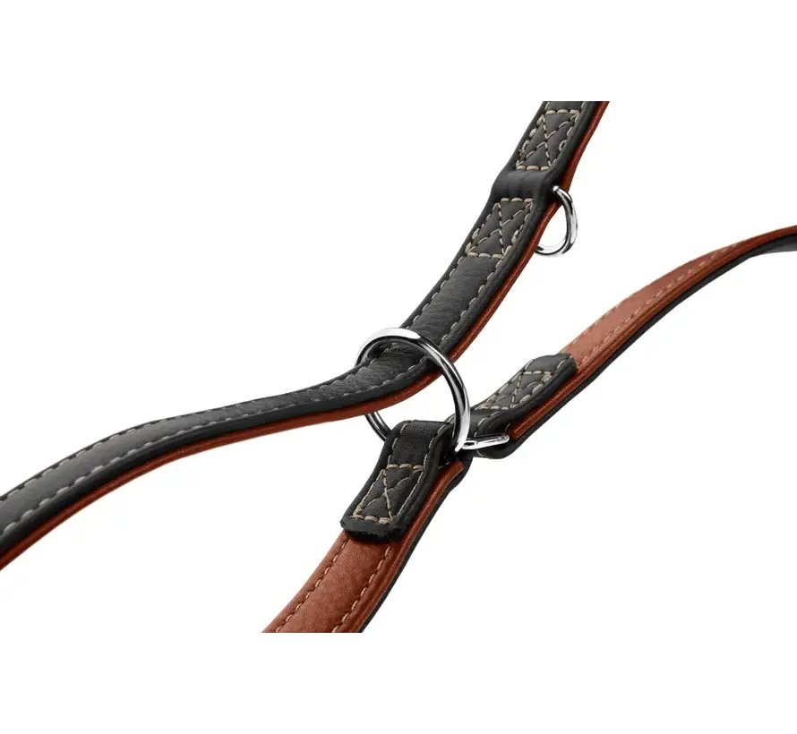 Flat Adjustable Dog Leash Round & Soft Canadian Up Black / Cognac