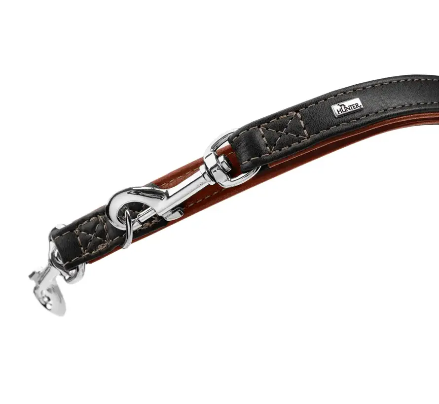 Flat Adjustable Dog Leash Round & Soft Canadian Up Black / Cognac