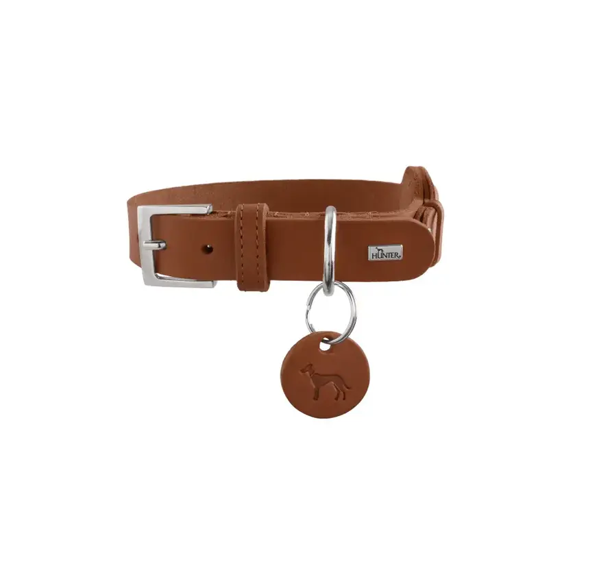 Dog Collar Viborg Cognac with Integrated AirTag Holder