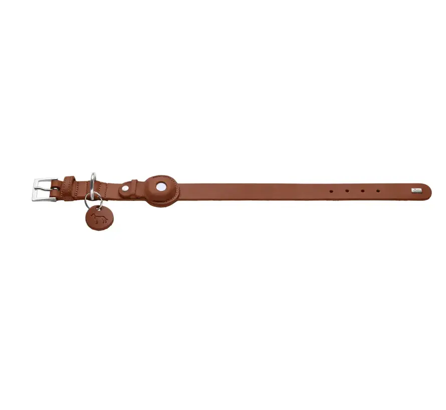 Dog Collar Viborg Cognac with Integrated AirTag Holder