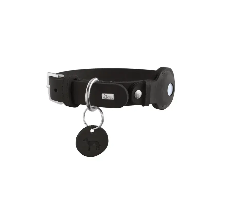 Dog Collar Viborg Black with Integrated AirTag Holder