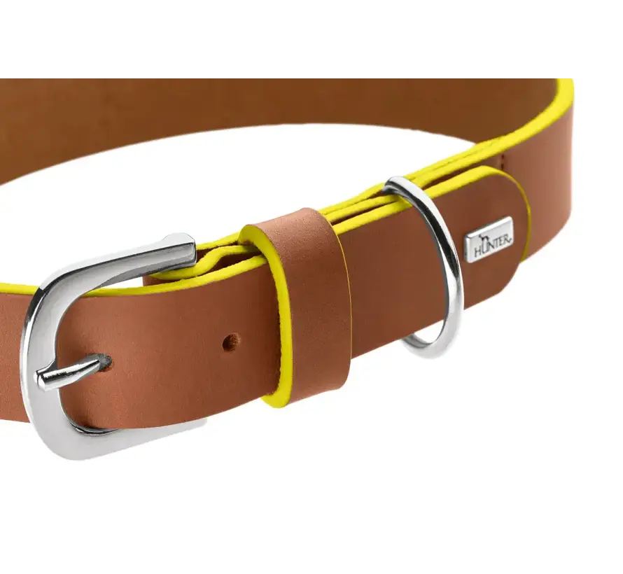 Dog Collar Garda Cognac & Yellow