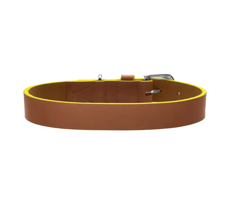 Dog Collar Garda Cognac & Yellow
