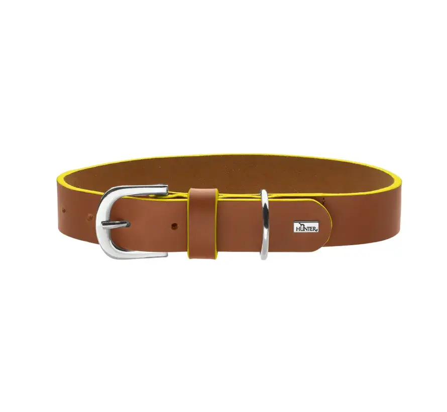 Dog Collar Garda Cognac & Yellow