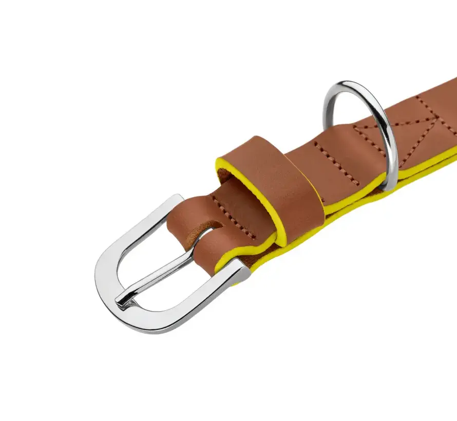 Dog Collar Garda Cognac & Yellow