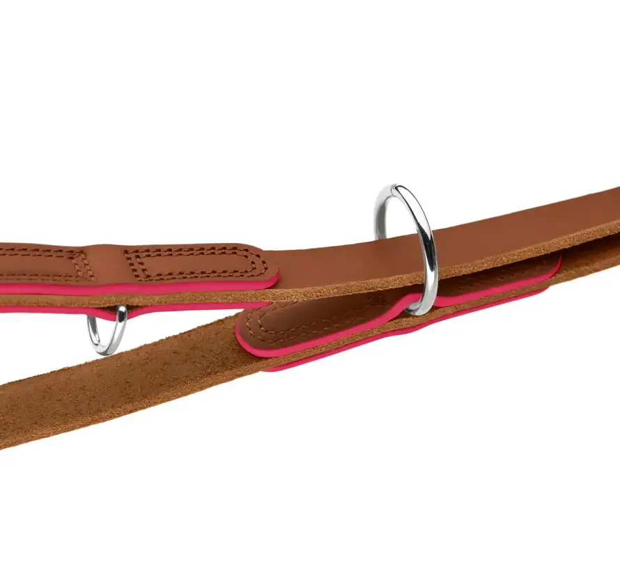 Verstelbare Hondenriem Garda Cognac & Roze