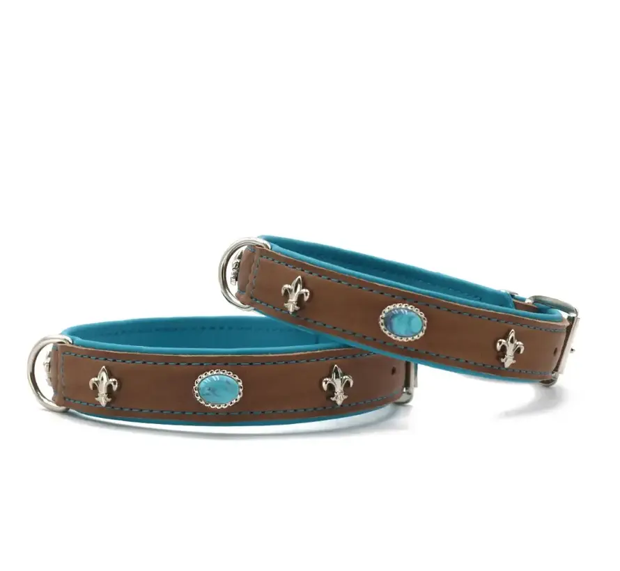 Hondenhalsband Ibiza Mokka - Petrol