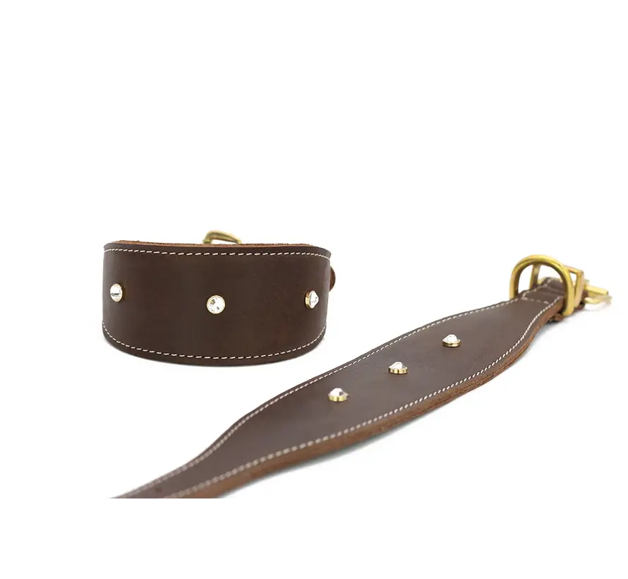 Windhondenhalsband Diamond Donkerbruin