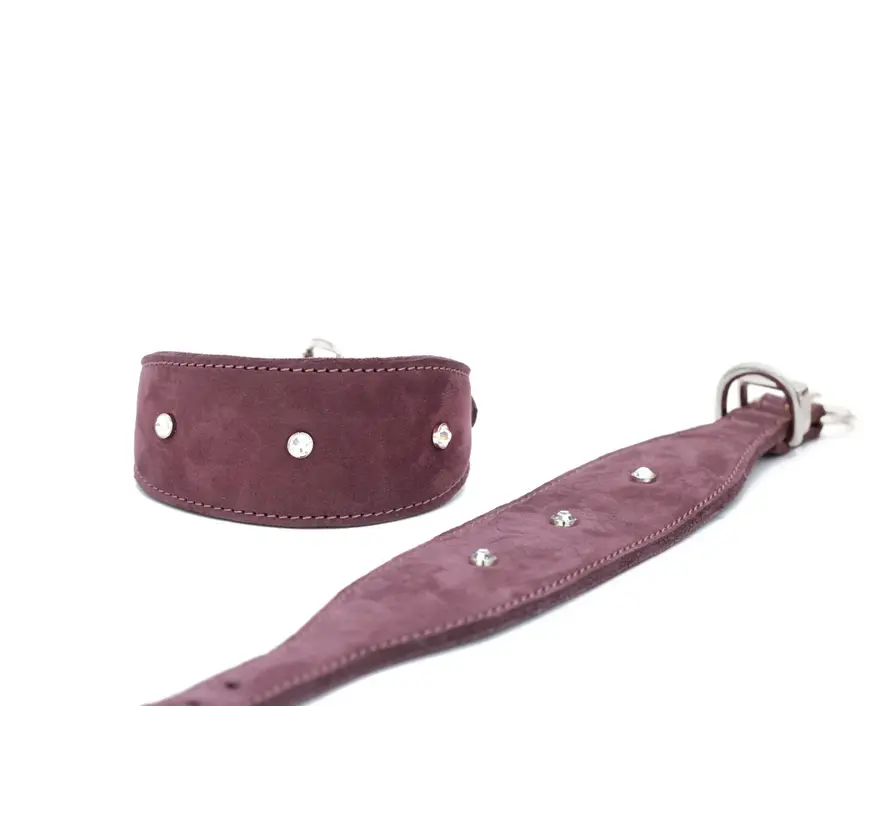 Windhondenhalsband Diamond Aubergine