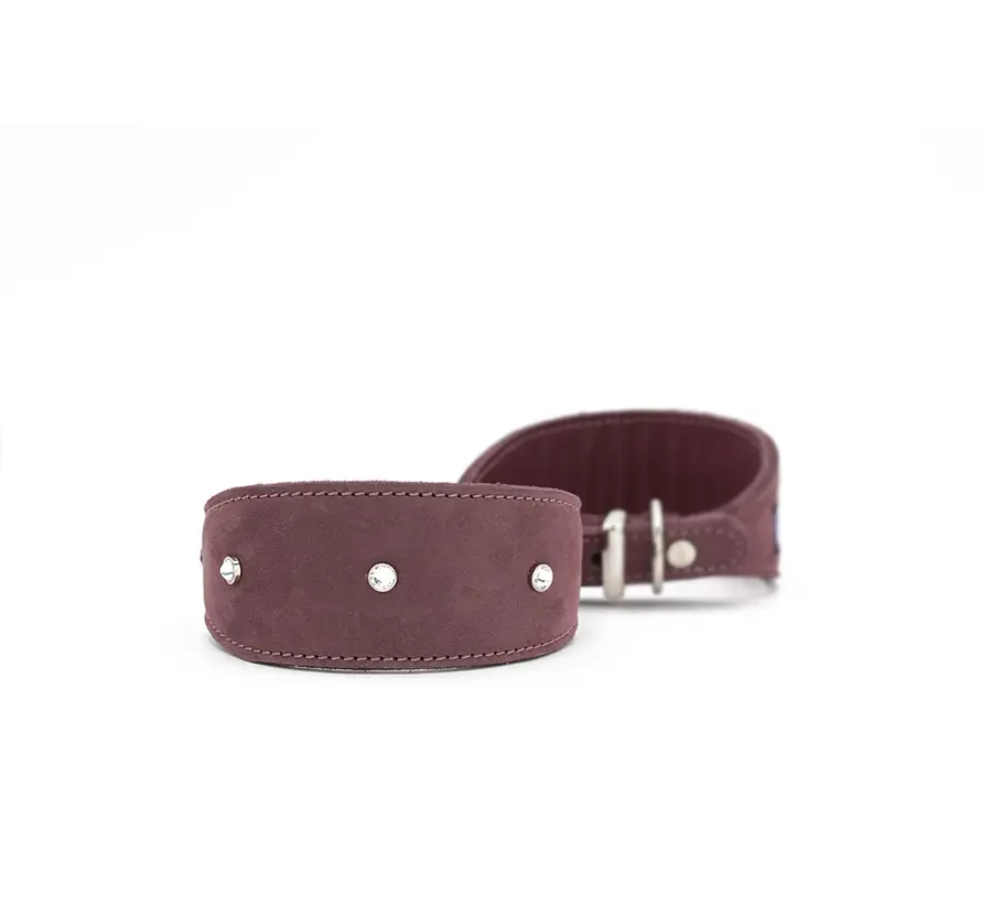 Windhondenhalsband Diamond Aubergine