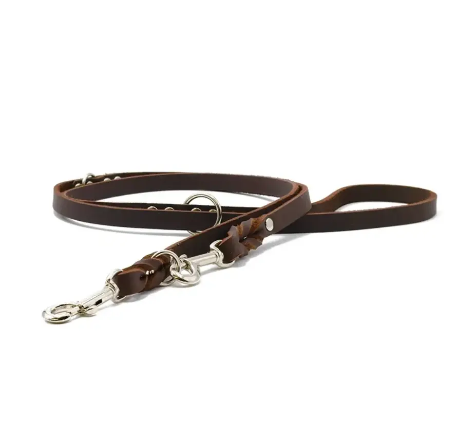 Dog Leash Classic Brown Silver