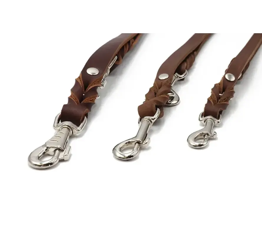 Dog Leash Classic Brown Silver