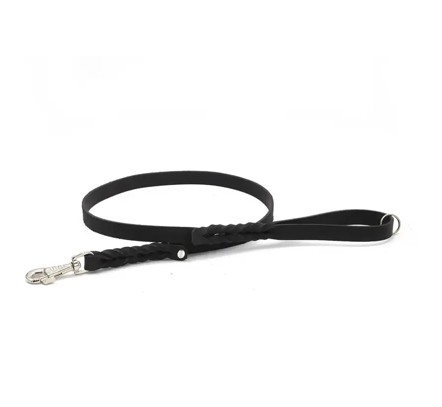 Dog Leash Greased Leather Black