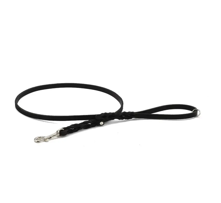 Dog Leash Greased Leather Black