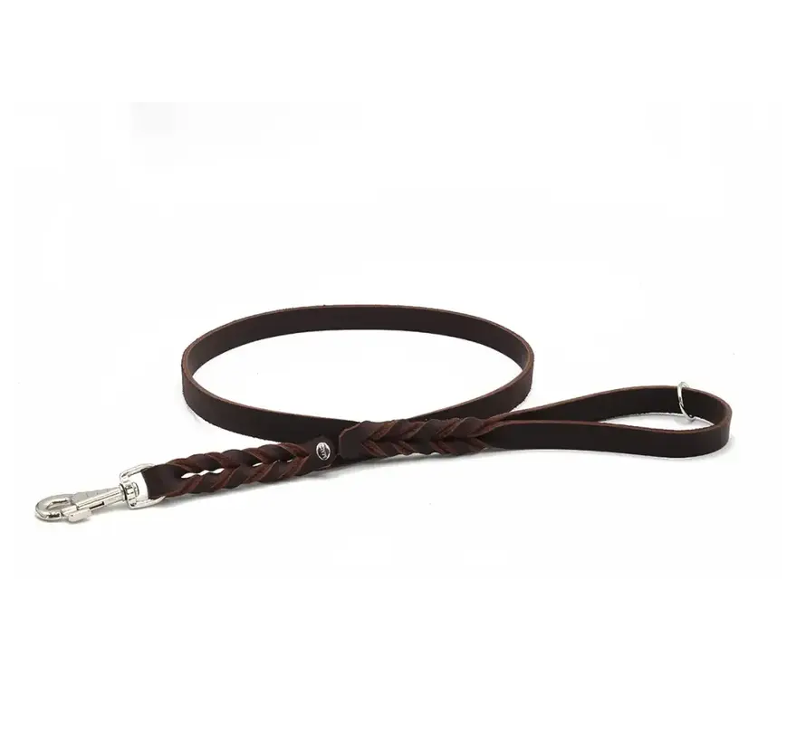 Dog Leash Greased Leather Brown